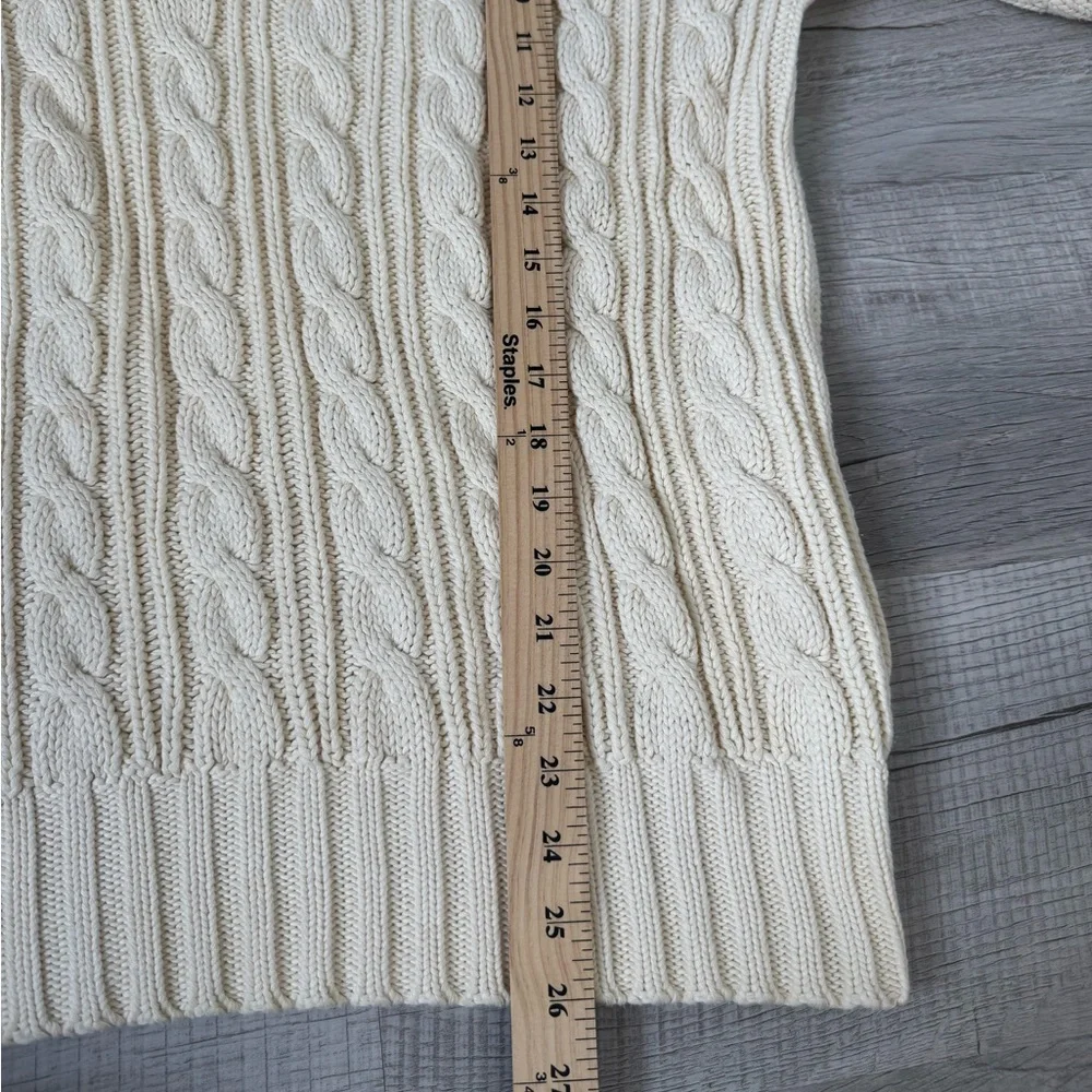 Polo Ralph Lauren‎ Cable Knit Cricket Sweater Cream Green Yellow Trim Varsity L